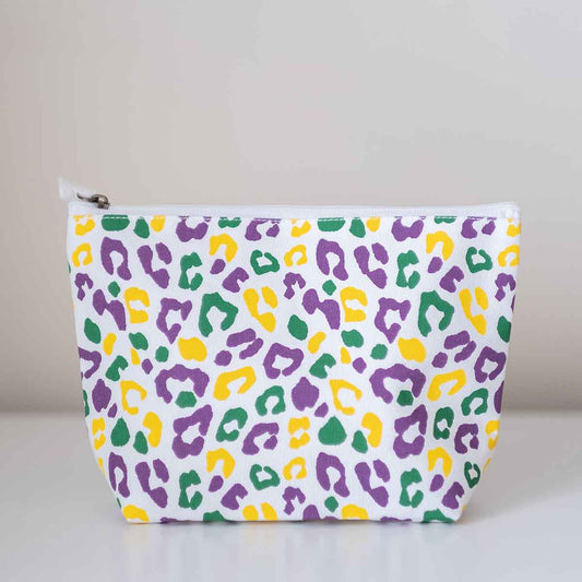 10.25x6.75x3 Mardi Gras Leopard Shore Cosmetic