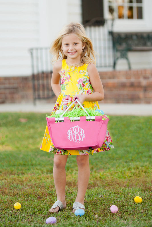 Hot Pink Mini Market Tote Embroidered