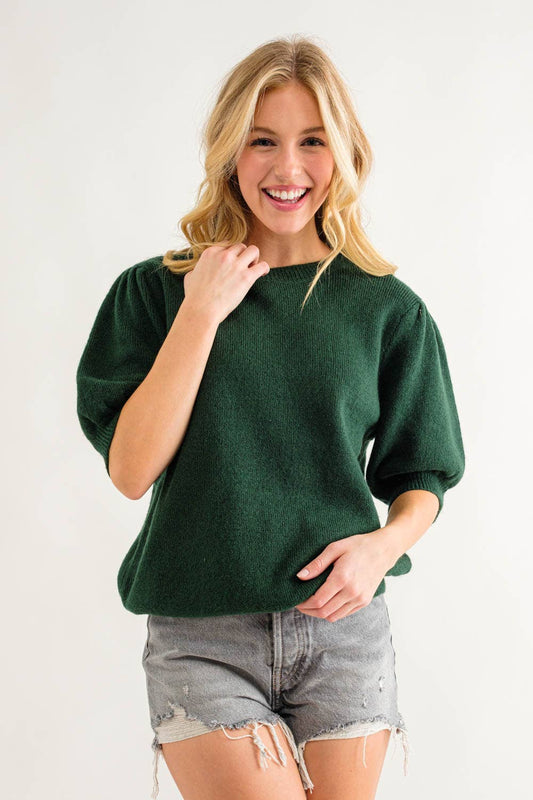 Puff Sleeve Cropped Sweater