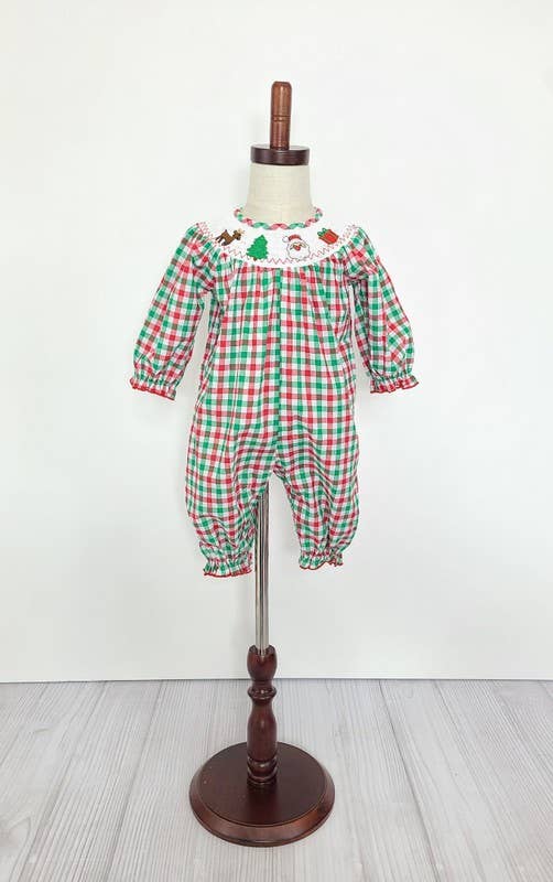 Christmas Smocked Baby Romper