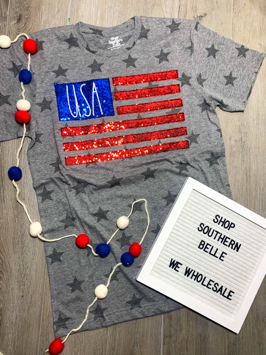 USA Flag Patriotic 4th of July Short Sleeve