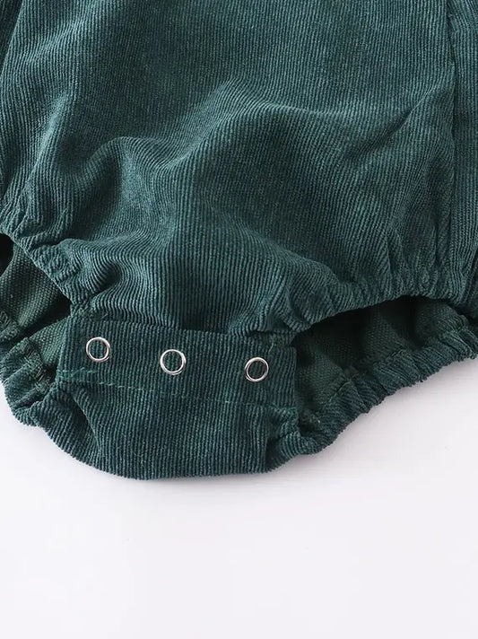 Green Velour Corduroy Flutter Baby BodySuit