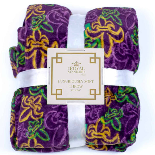 St. Charles Fleur de Lis Throw Purple/Green/Yellow