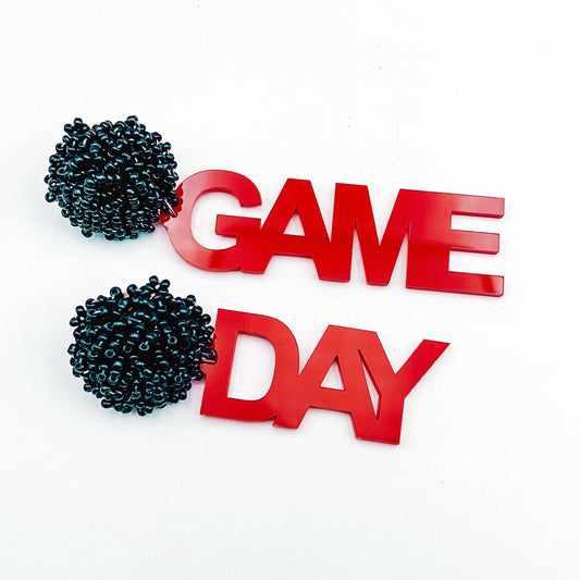 Game Day Earrings Black & Red