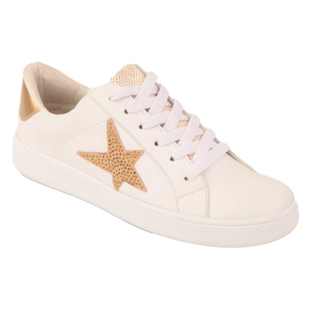 White and Gold Star Sneaker