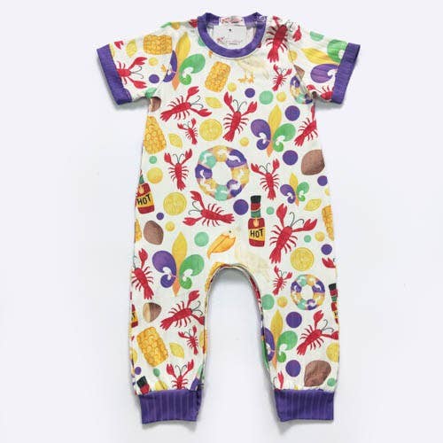 King Cake Boy Romper Mardi Gras