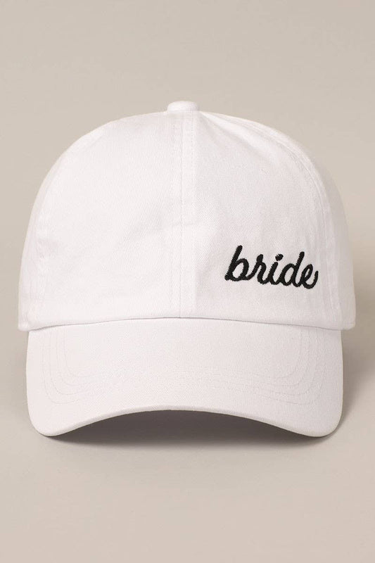 Bride Embroidery Baseball Cap- White