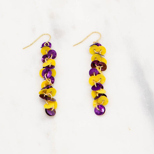 Spirit Sequin Earrings Purple/Yellow