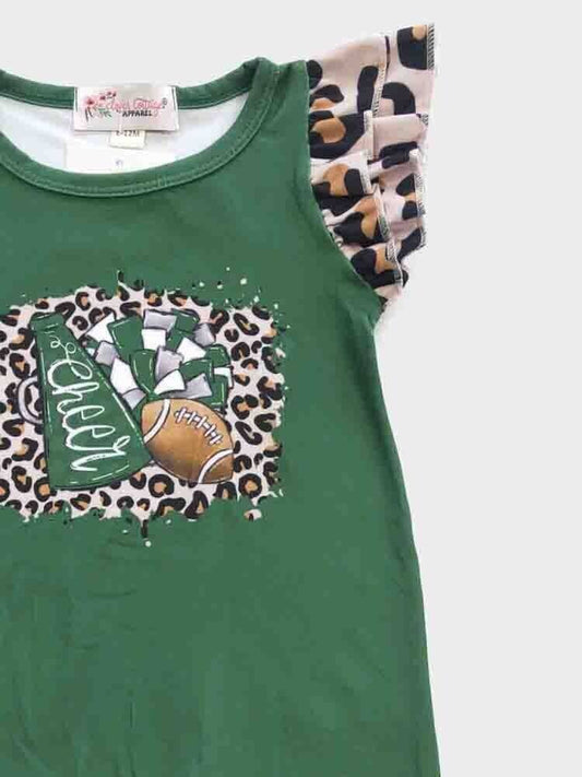 Leopard Football Baby Romper - Green