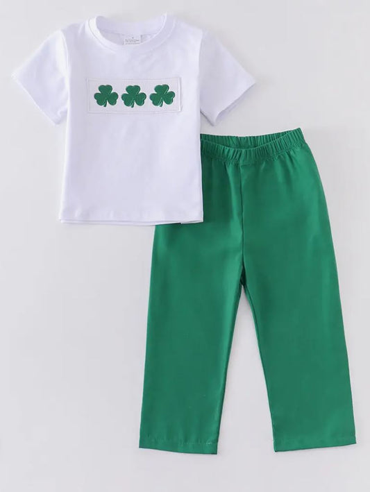 Green Clover Boy Appliqué Set