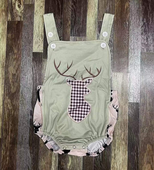 Mint Green Deer Applique Boy Bubble