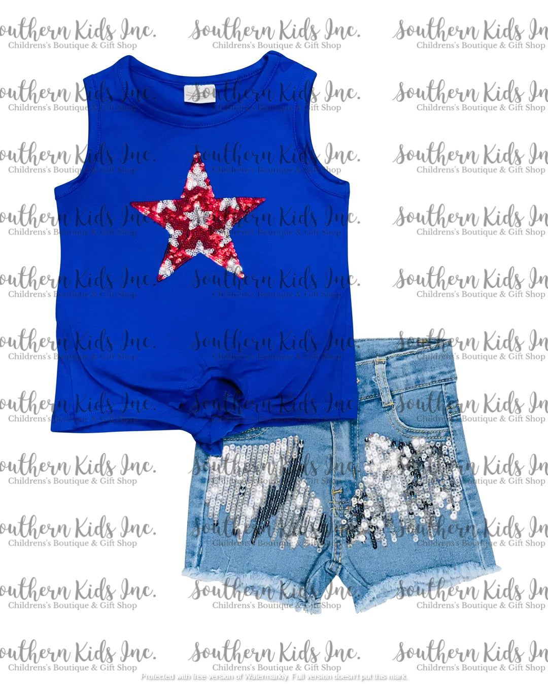 Fourth Of July Sequin Denim Outfit