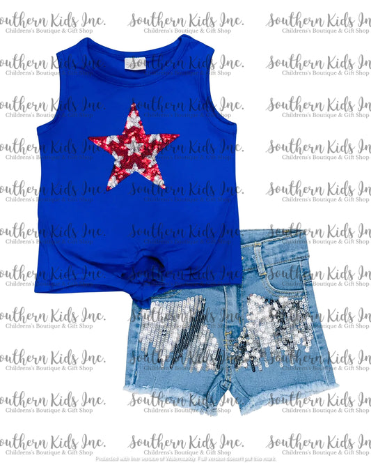Fourth Of July Sequin Denim Outfit