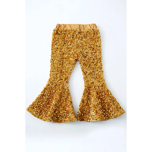 Mustard Sequin Bell Bottom Pants
