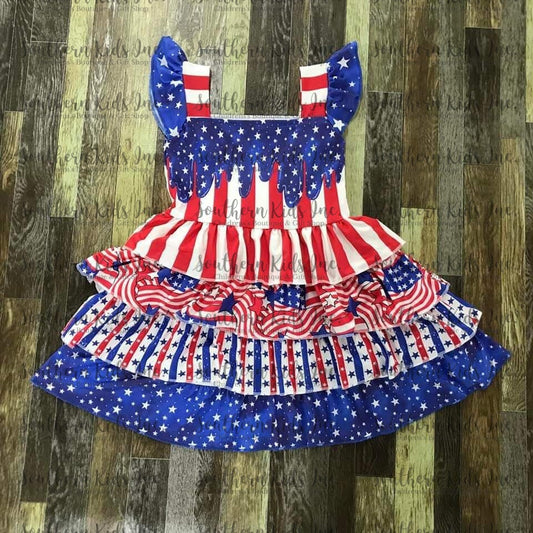 Patriotic Flutter Sleeve Dress