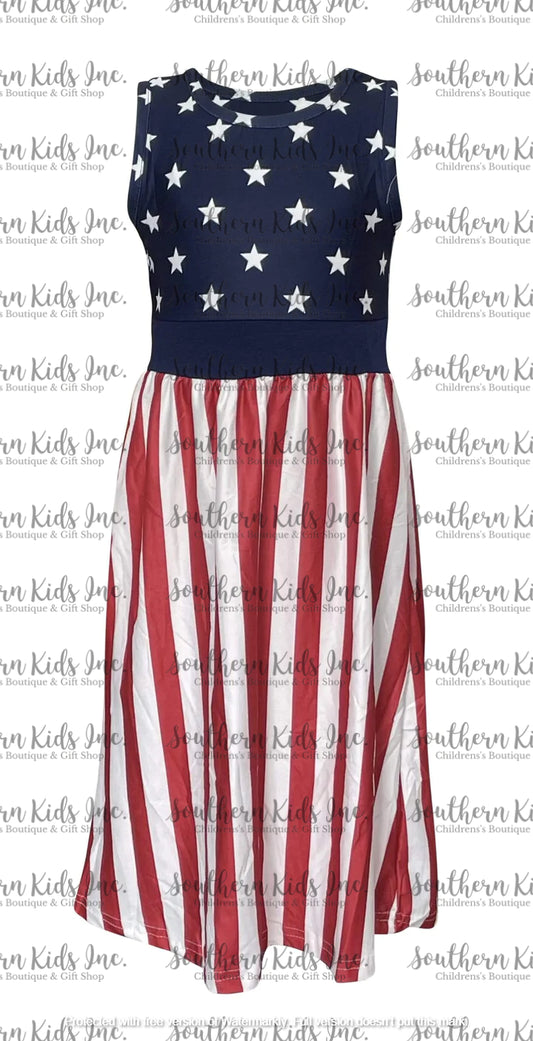 Patriotic Stars And Stripes Maxi Dress
