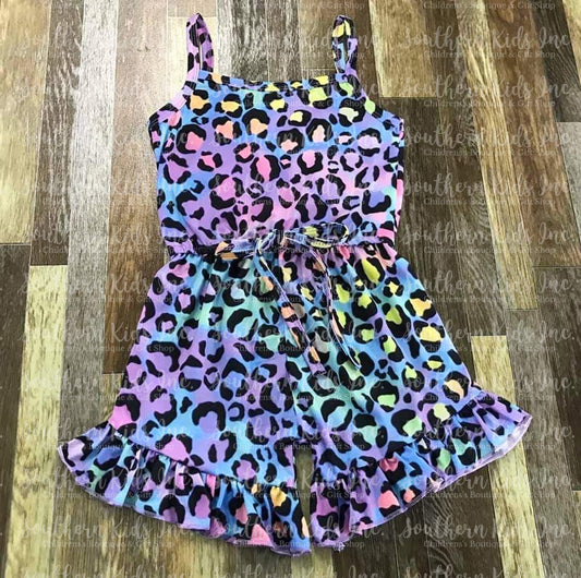 Rainbow Cheetah Print Sleeveless Romper
