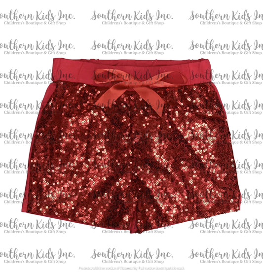 Sequin Shorts Red