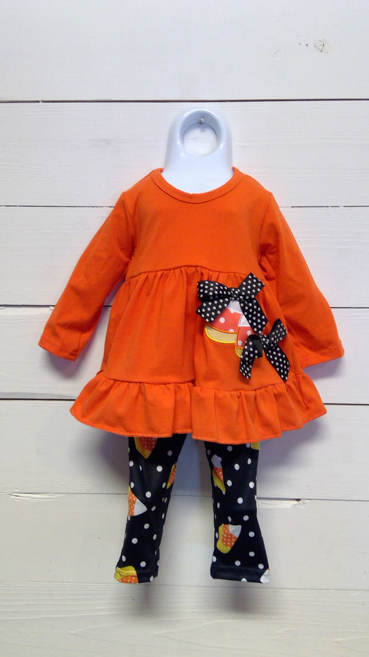 Long Sleeve Ruffle Top w/Candy Corn Legging