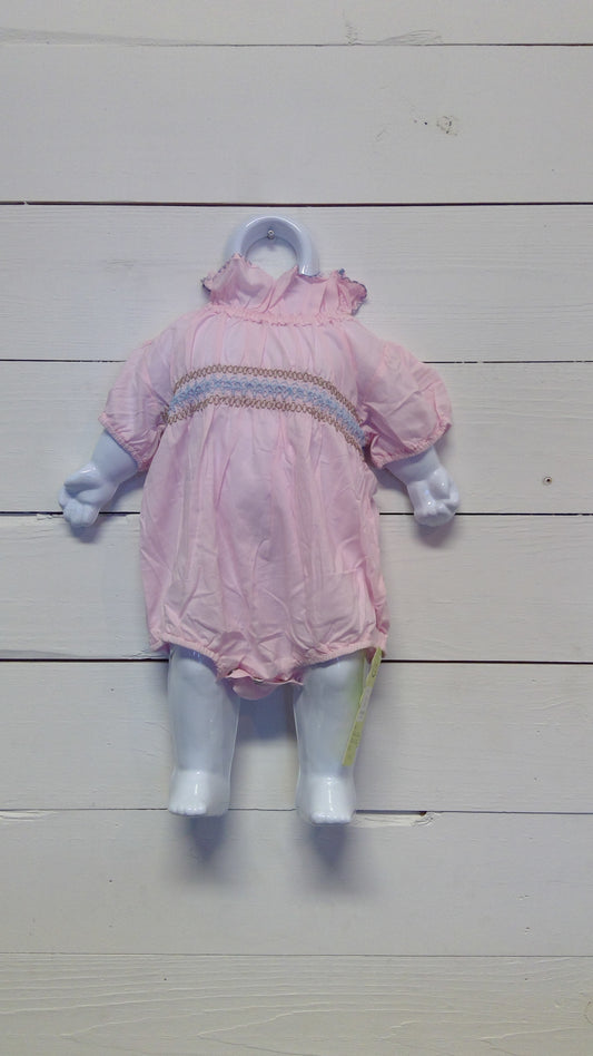 Pink Bubble with Colored Stripes and Bonnet