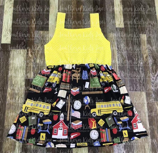 Yellow Top and School House Bottom Sleeveless Dress
