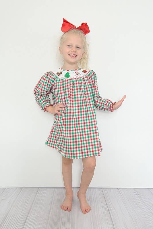 Christmas Smocked Girls Dress