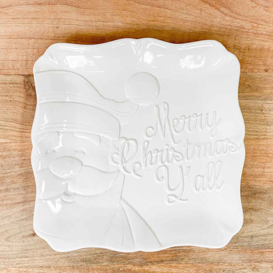 11.5x11.5 Merry Christmas Y'all Embossed Square Platter