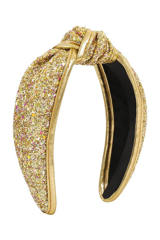 Sequin Glitter Knot Headband - Gold