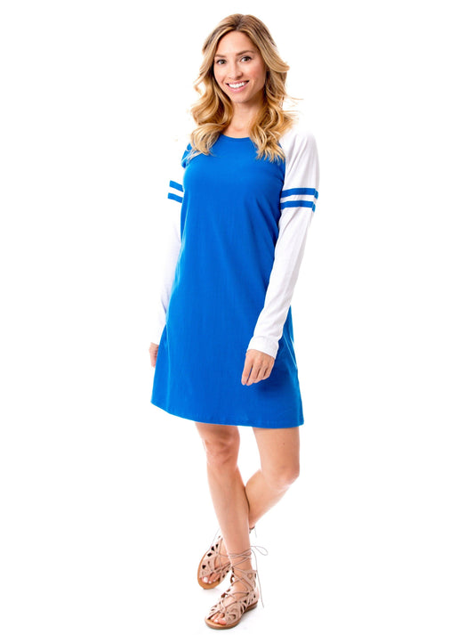 Varsity Dress - Blue and White