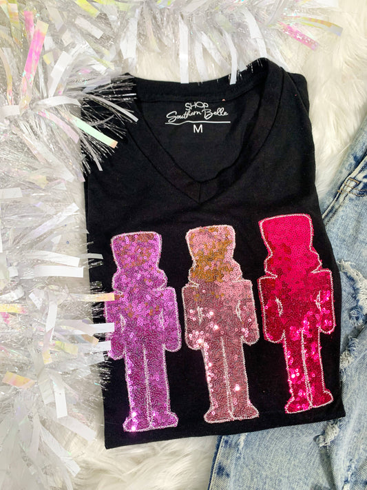 Christmas Nutcracker Vneck Short Sleeve Tee