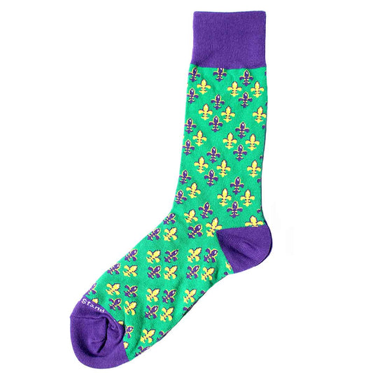 Men's Bon Temps Socks   Green/Purple/Yellow   One Size
