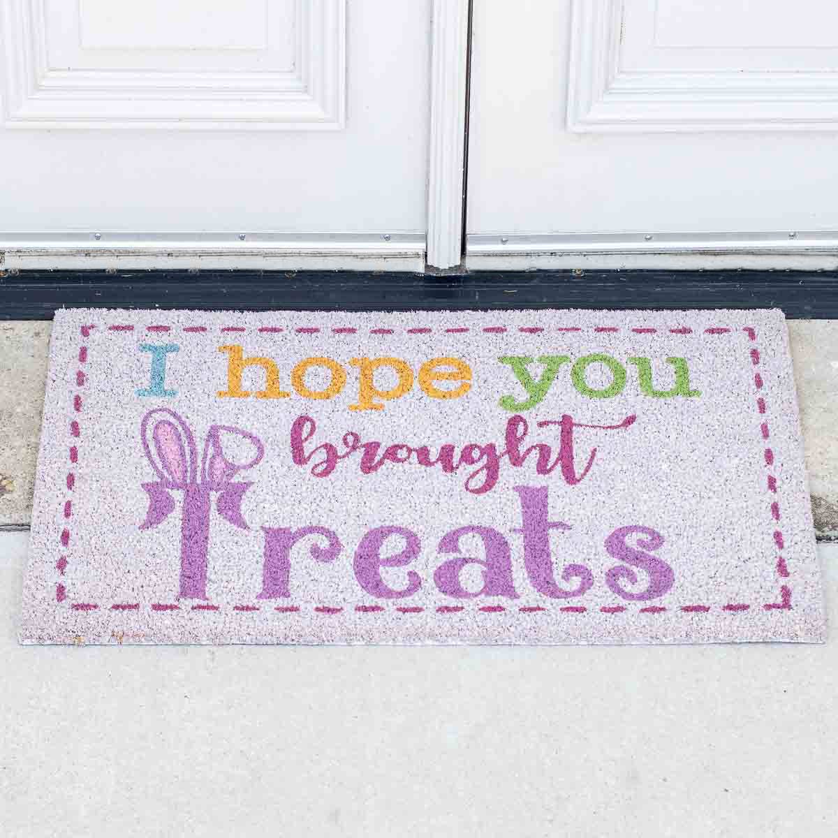 I Hope You Brought Treats Coir Doormat   White/Multi  30x18