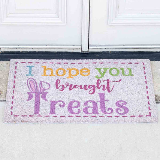 I Hope You Brought Treats Coir Doormat   White/Multi  30x18