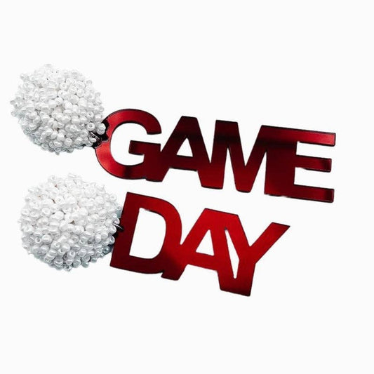 Game Day Earrings White & Cardinal