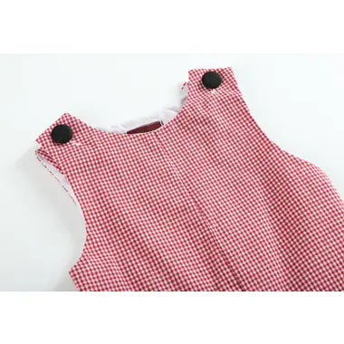Red Gingham Cow Shortalls 2T