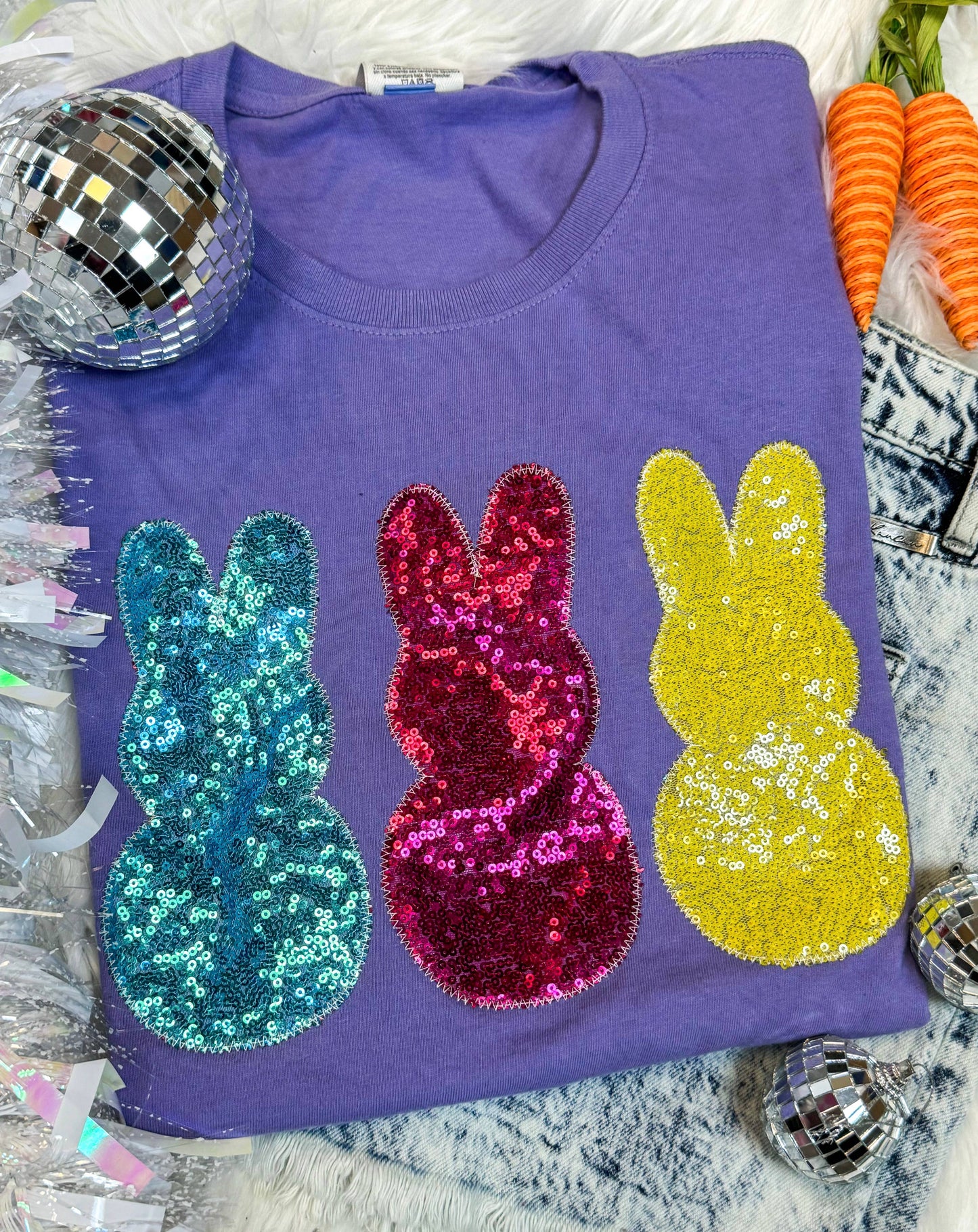 Easter Bunny Trio Short Sleeve- Purple