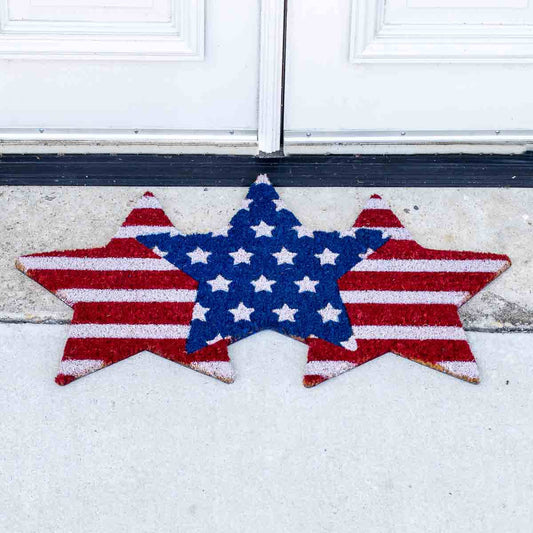 Stars & Stripes Coir Doormat   Red/White/Blue  30x18