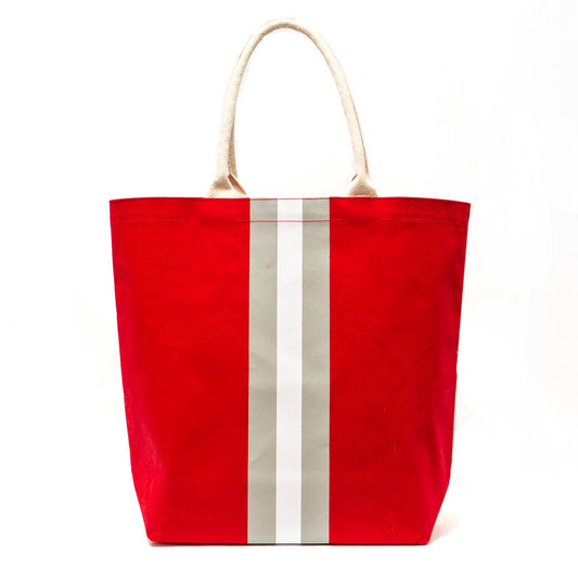 Campus Stripe Tote Red/White/Gray