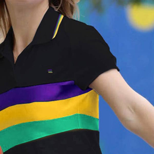 Mardi Gras Short Sleeve Polo T-Shirt Black