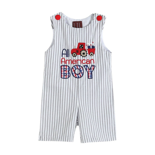 Gray & White All-American Boy Shortalls