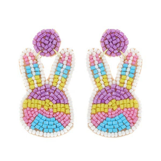 Bunny Seed Bead Earrings- Multicolor