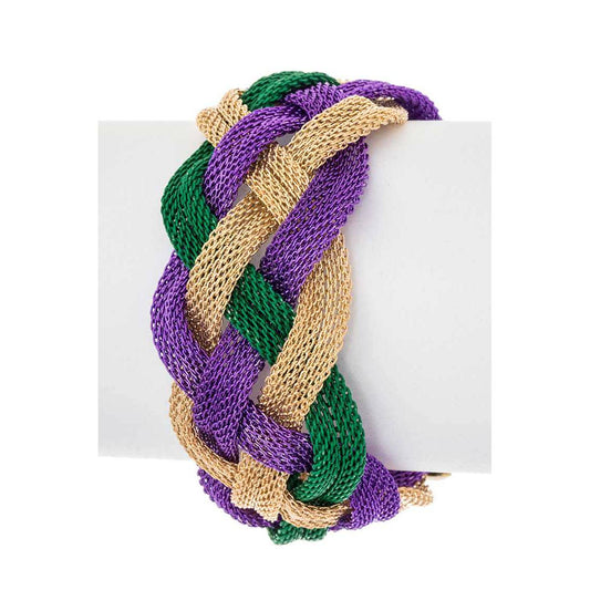 Mardi Gras Metallic Weaved Bracelet