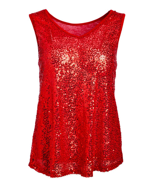 RED SEQUIN TANK TOP
