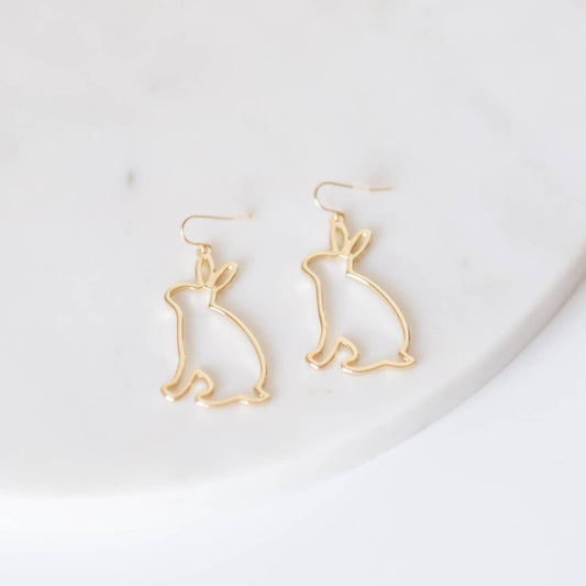 Bunny Shaped Earrings   Gold   2"