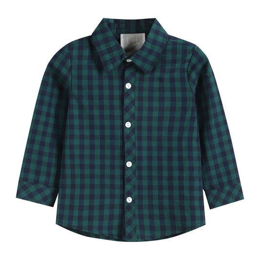 Blue and Green Gingham Baby Boy Dress Shirt