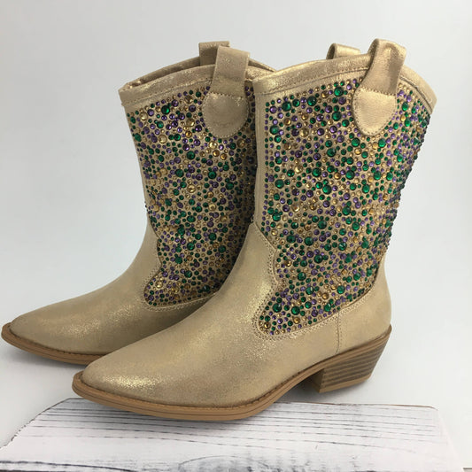 Mardi Gras Rhinestone Cowboy Boots Adult