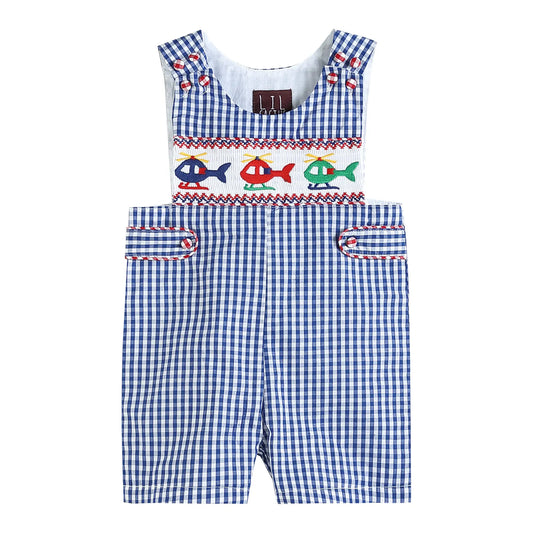 Blue Gingham Helicopters Shorts 12-18M