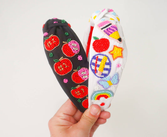 Teacher Black with Red/ Pink Apples Headband