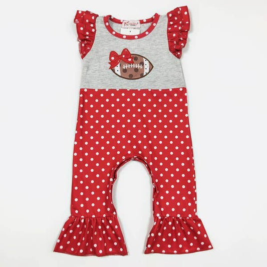 Football Dot Baby Romper - Red