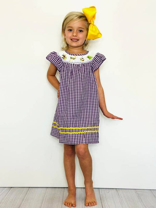 Mardi Gras Girl Smocked Dress
